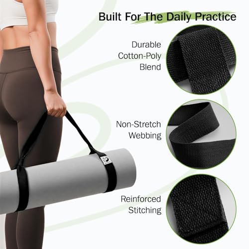 Slim Panda Yoga Mat Strap, Adjustable Soft Cotton Carrier - color: Dark Gray, size: 72 inches