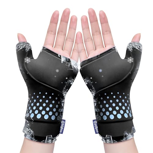 Wrist &Thumb Ice Pack Wrap-Thickened Gel for Long-Lasting Cold Compression - color: 2 Pack-black, size: S/M