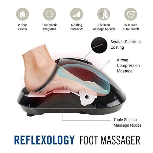 Daiwa Felicity Reflexology Foot Massager – Shiatsu Foot Massager with Heat, Kneading Rollers & Air Compression, 6 Intensity Levels, 2 Heat Settings, Automatic Programs, Deep Tissue Foot Massage