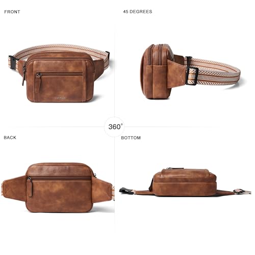 LATMAP 3L TRIPLE ZIP Fanny Packs Belt Bag For Women Men Crossbody Waist Pack Sling Chest Bum Travel Bag Purse Faux Leather Fashion Cute Brown - color: Brown