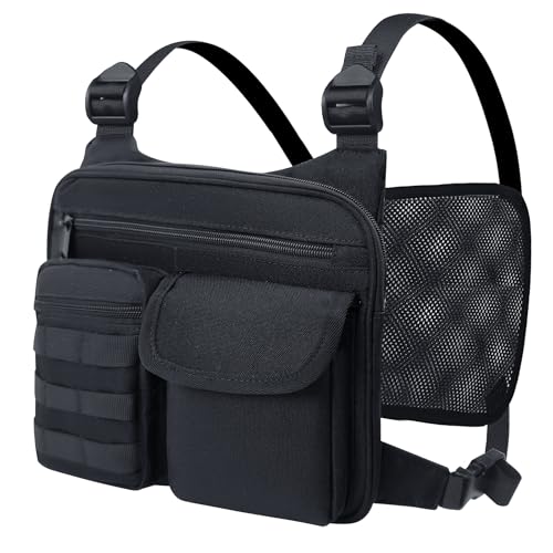 KINGSLONG Running Vest, Chest Bag for Men, Chest Pack, Hiking (E-Black) - color: E-Black