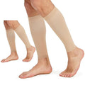MGANG Plus Size 3XL Calf Compression Sleeve, (2 Pairs) 20-30mmHg Leg Compression Socks, Unisex for Pain Relief, Swelling, Edema, Maternity, Varicose Veins, Shin Splint, Nursing, Travel, Beige - color: 1 Pair Beige + 1 Pair Beige, size: 3X-Large (2 Pair)