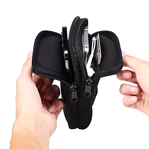 Dual Layer Universal Neoprene Cell Phone Sleeve, Zip Wallet Belt Loop Holster for iPhone 17 16 15 14 13 12 11 Pro Max Samsung Galaxy A17 16 S26 Ultra Google Pixel 10 Pro XL OnePlus 15 (Black) - color: Black