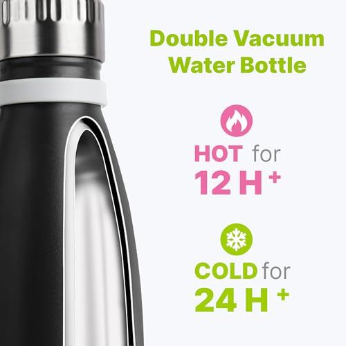 Kids Water Bottle 9 oz Stainless Steel Vacuum Insulated Metal Flask, Black - color: Black, size: 9 Ounces