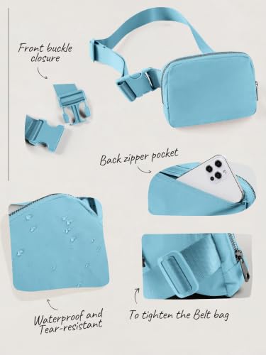 ODODOS Unisex Mini Belt Bag with Adjustable Strap Small Fanny Pack for Workout Running Traveling Hiking, Steel Blue - color: Steel Blue