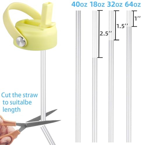 RRegeny Straw Lid for Hydro Flask Wide Mouth 32 40 oz, Straw Lids with Flexible Handle and Straws Compatible with HydroFlask, Replacement Sports Flex Cap Wide Mouth Top 32 40 oz - color: Warm Yellow