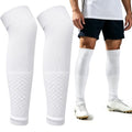 Aegend Soccer Leg Sleeves for Grip Socks, Compression Shin Guard Sleeves - color: White, size: Large
