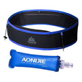 AONIJIE Running Belt Fanny Pack with 250ml Soft Water Bottle Flask for Women Men, Moisture Wicking Waist Pack Great for Marathon Climbing Jogging Cycling, for 6.8in Mobile Phone (Black Blue: M/L) - color: Black Blue: M/L
