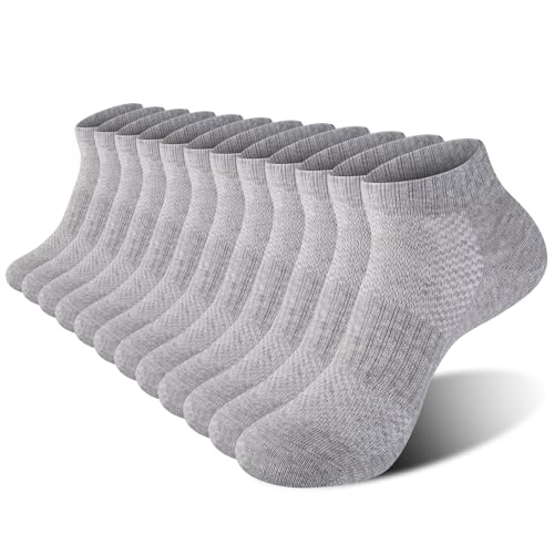 Womens Cotton Ankel Socks, Athletic Performance Running Moisture Wicking Breathable socks - color: 6 Pairs Grey, size: Large-X-Large