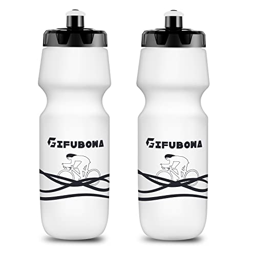 Bike Water Bottles 750ml Bicycle Mtb Road Mountain Bottle - color: White+White, size: 2‑Pack