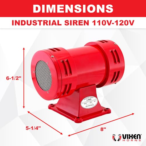 Vixen Horns Super Loud Air Raid Siren, Industrial Alarm with 120V AC Motor 116 dB, 1600 ft Range, Omnidirectional 360° Coverage | Fire/Tornado Siren Horn with Heavy-Duty Electric Motor, VXS-1050AR - size: 116 dB - Range 1600 ft - HEAVY-DUTY
