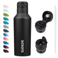 BJPKPK 17oz Insulated Thermal Water Bottle, Straw & Handle, Stainless Steel - color: Black, size: 17 Ounces