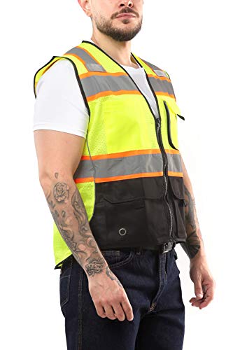 Kolossus High Visibility Safety Vest Front Pockets Silver Orange Reflective Tape for Men and Women Class 2 - size: 3X-Large
