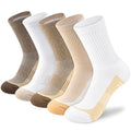 cuangya Women Crew Socks Athletic Cushioned Running Hiking 3-5 Pairs - color: 5 Pairs Spliced Tan, size: 8-10