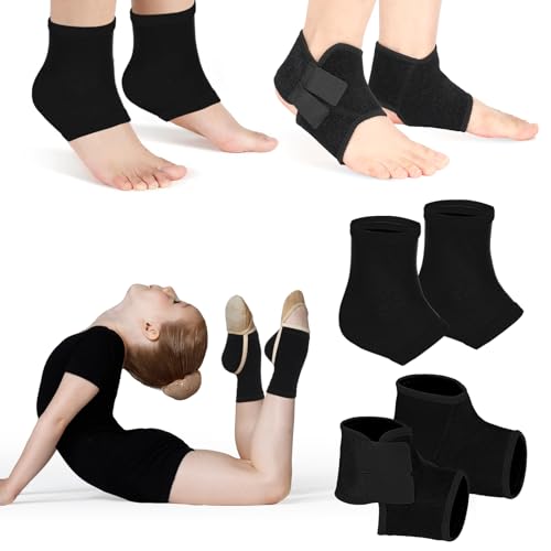 Tarpop 2 Pairs Kids Ankle Brace, Compression Sleeves, M+S, Black - color: Black, size: Small,Medium