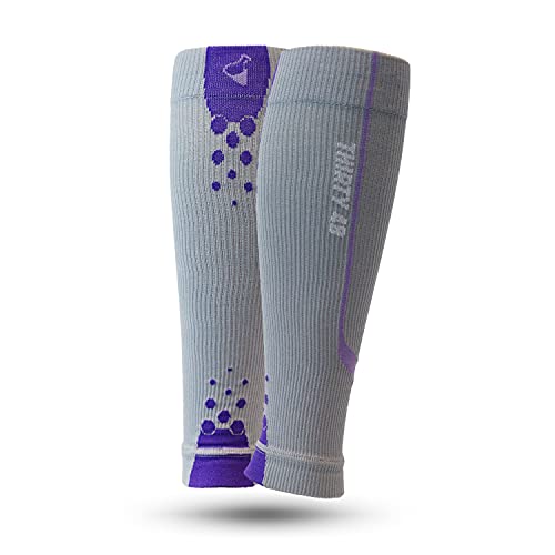 Thirty48 Graduated Calf Compression Sleeves 15-20 OR 20-30 mmHg | Maximize Fast Recovery by Increasing Oxygen to Muscles - color: [1 Pair] Purple, size: Small