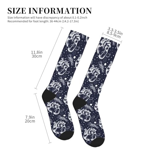 FREEHOTU Compression Knee High Socks for Women/Men Circulation 15-20 Mmhg - color: Anatomic Heart Among Galaxies