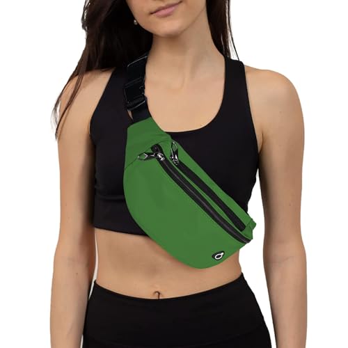 Fanny Packs for Men and Women Water-Repellent Sports Waist Pack Bag - color: 1pack-Grass Green