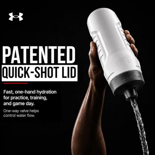 Under Armour Squeeze Water Bottles, 32 oz Water Bottles, Sideline Sports Water Bottle with Quick-Shot Lid, Quick & Easy Hydration, Gym Water Bottles, Squeeze Bottle, 1 32oz Bottle - color: White