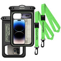 10.5" Large Floating Waterproof Phone Pouch - 2 Pack Float Clear Cell Holder Protector with Lanyard - Universal Floatable Water Proof Dry Bag for iPhone Samsung Galaxy for Beach Swimming Pool - color: 2 Pack Large Black