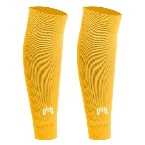 MediCaptain Pre Cut Soccer Sock Sleeves, Companion for Soccer Grip Socks, Securely Holds Shin Guards, Compression Leg Warmer - color: Yellow