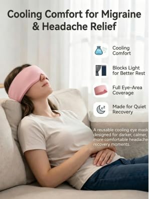 Cooling Gel Eye Mask for Puffy Eyes, Migraine & Headache Relief, Full Eye-Area Cold Compress for Eyes & Temples, FSA Eligible HSA Reusable Eye Ice Pack for Swelling & Post-Surgery Recovery - color: Pink