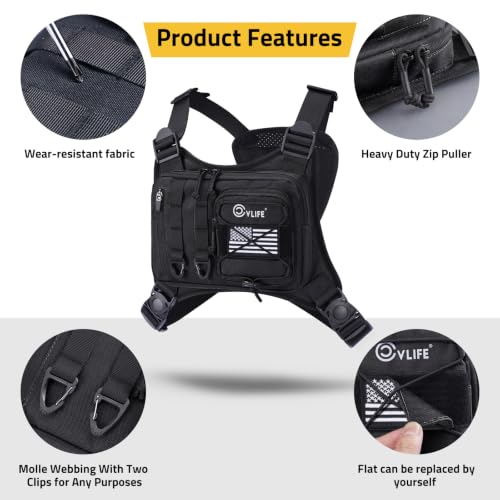 CVLIFE Chest Bag for Men, Outdoor Adjustable Running Vest with Gear Holster