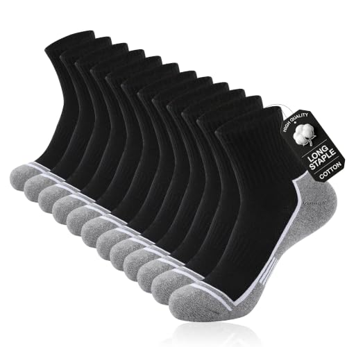 Ankle Compression Quarter Socks White Athletic Breathable Socks For Men - color: Black(6 Pairs), size: 7-9