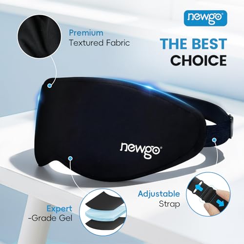 NEWGO 3D Cooling Eye Mask, Weighted Eye Mask for Sleeping, Black (Pack of 2) - color: Black, size: 1 Count (Pack of 2)