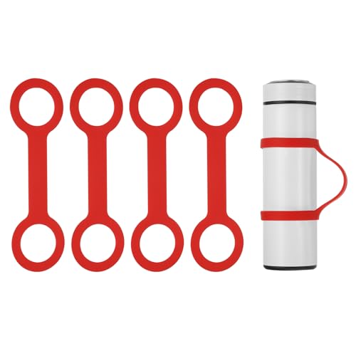 PATIKIL Water Bottle Carrier Grip, Portable Soft Silicone Non-Slip Water Handle Grip Water Bottle Holder Strap for Outdoor - color: Red