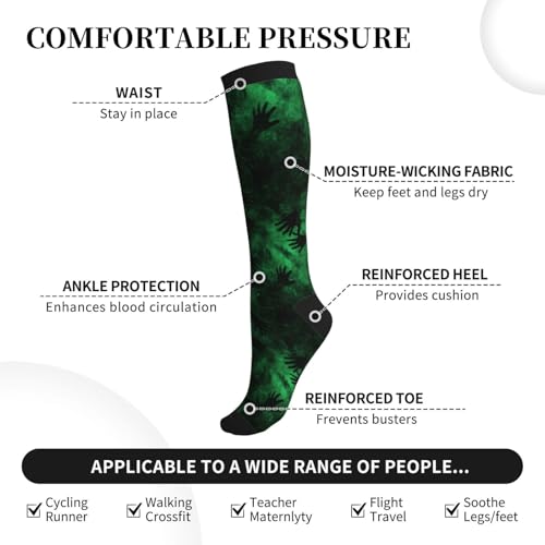 Camo Print Compression Socks Calf Knee High Support Socks Novelty For Women Men Nurse Athletic Running Hiking Travel - color: Skull Hand