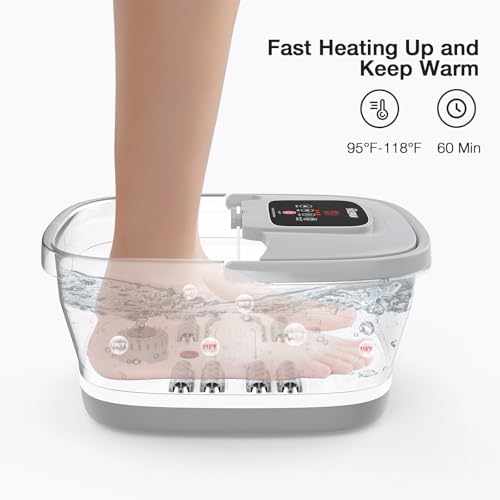HOSPAN Collapsible Foot Spa, Foot Bath Massager with Heat, Bubble & Massage - color: Gray