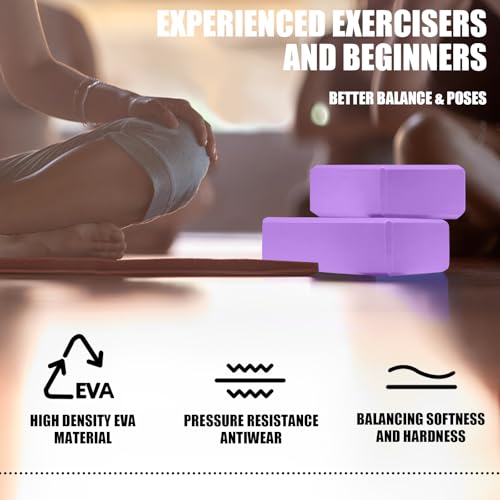 Septo 2 Pcs Yoga Blocks, 9x6x3 Inch Foam Blocks for Pilates - color: Purple