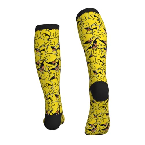 Tie Dye Compression Socks Knee High Support Socks For Women Men Running Athletic Hiking - color: Duck1