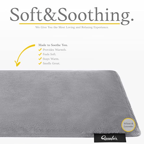 Qomfor - Microwavable Heating Pad - Gray - Lavender Scented Heat Pack - Therapeutic Heat Wrap for Neck, Shoulders & Period Cramps Pain Relief - Reusable Hot/Cold Therapy Bag - color: Dark Grey