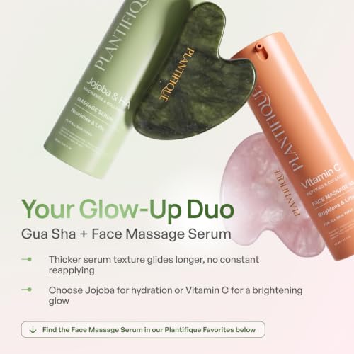 PLANTIFIQUE Jade Gua Sha Facial Tools – Lymphatic Drainage Face Massager - color: Jade, size: 1 Count (Gua Sha)