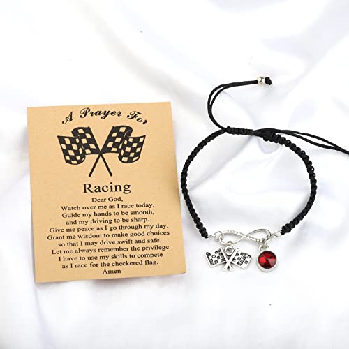MYOSPARK Racing Gift Racing Bracelet Racing Enthusiast Gift Racing Flag Charm Jewelry Race Day Gift Drag Racing Gift - color: Racing Card BR