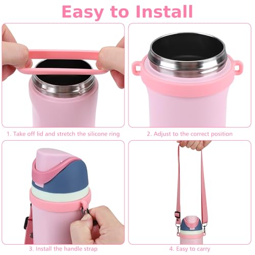 Accmor Water Bottle Strap Compatible with Owala Freesip Sway 30 oz 40 oz and Owala Freesip 24 oz 32 oz 40 oz, Adjustable Portable Water Bottle Handle Strap for Owala - color: pink