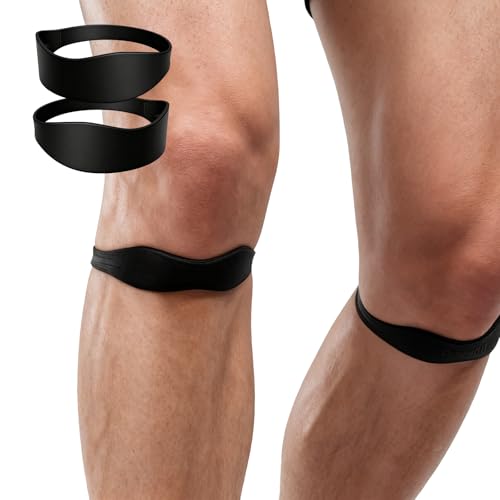2PCS Patellar Tendon Support Strap - Targeted Knee Pain Relief, 15g Lightweight Design for Basketball, Running, Tennis, Soccer & Hiking, Unisex Silicone Knee Support Bands (Black) - color: Black
