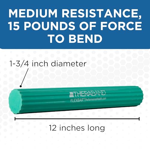 THERABAND FlexBar, Flex Bar, Physical Therapy, Tennis Elbow, M, Green - color: Green - Medium