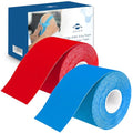Kinesiology Tape Uncut | 2 Rolls of Athletic Sports Tape in Blue and Red | 16ft Length and 2'' Width per Roll | Waterproof • Skin-Friendly • Elastic | Ideal for Sports | axion - color: Red Blue