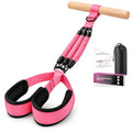 Pedal Resistance Band with Wood Handle, 3 x 30 lb Tubes - color: Pink