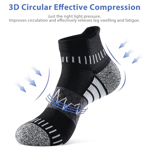 IRAMY Ankle Compression Socks for Women Men Cushioned Athletic Running Socks Plantar Fasciitis Relief 2/3/4/5/6 Pairs - color: Z-black/Red+black/White+black/Blue(5 Pairs), size: Small