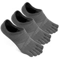 VWELL No Show Toe Socks for Men Women COOLMAX Five Finger Socks Athletic Running Ankle Low Cut 5 Toe Socks (3Pairs) - color: Grey, size: Large