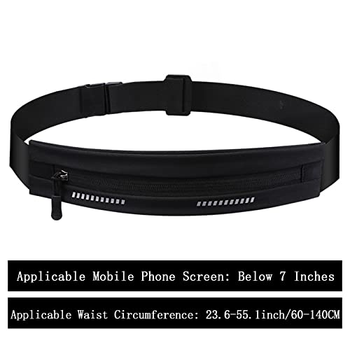 Slim Running Belt Fanny Pack, Exercise Waist Pack for Women and Men, Runners Fanny Pack Phone Holder, Waist Belt for Workout Jogging Hiking Cycling, Money Belt Running Gear Accessories (Black)