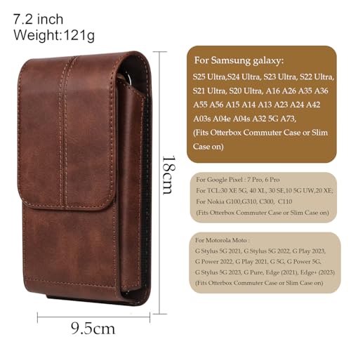 Cell Phone Pouch Leather Belt Holster Case Compatible with Samsung Galaxy S25/S24/S23/S22/S21/S20 Ultra, Cell Phone Belt Holder with Clip & Card Slots for Men Women Pouch Phone Sleeve Waist Bag, Brown - color: XXL(18*9.5*2 CM), size: Brown
