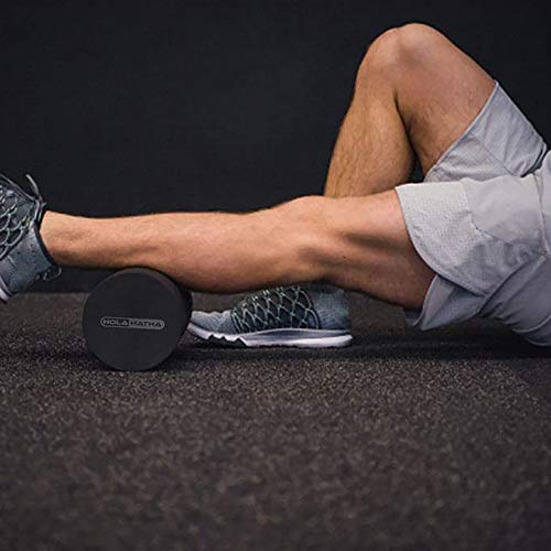 HolaHatha Portable Solid High Density EVA Foam Roller for Deep Tissue Back Massage, Calf Therapy, Glute Massaging, Back Pain, and Hamstring Leg Recovery at Home, Black