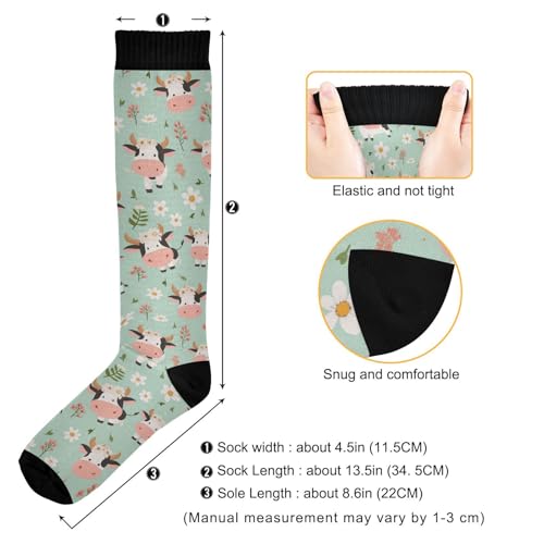 Wusikd Heartbeat Symbol Compression Socks for Women and Men Circulation Black Long Socks for Athletic Running 1 - color: Cows