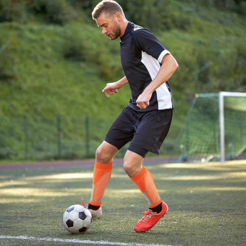 Junely 3 Pairs Calf Compression Sleeve for Men and Women - color: Orange Yellow Grey