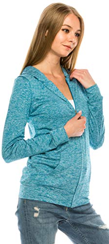 Eevee Women's Full Zip Hoodie - Lightweight Jacket Active Sweater Hooded Sweatshirt Slim Fitting Yoga Activewear - color: Act Blue, size: Small